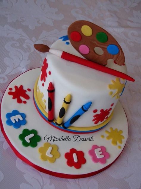 Little artist cake - Cake by Mira - Mirabella Desserts More Art Party Cakes, Artist Birthday Party, Art Birthday Cake, Artist Cake, Painting Birthday Party, Artist Birthday, Painting Birthday, Birthday Poems, Art Birthday Party