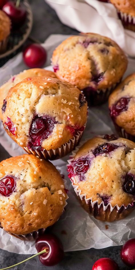 Cherry Banana Muffins [35 Minutes] - Chasety Cherry Crumble Muffins, Muffins With Cherry Pie Filling, Cherry Pie Muffins, Banana Cherry Muffins, Cherry Muffins Recipes, Banana Almond Muffins, Fluffy Muffins, Cherry Muffins, Canned Cherries