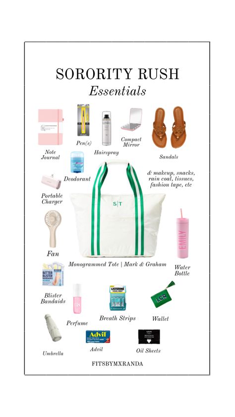 Rush Bag Essentials | LTK IN BIO #rush #sorority #sororityrush #bamarush #rushbag #outfitinspo Sorority Rush Week Outfits, Rush Bag, Sorority Rush Week, Rush Week Outfits, Rush Sorority, Sorority Rush Outfits, Listerine Cool Mint, Rush Week, Rush Outfits