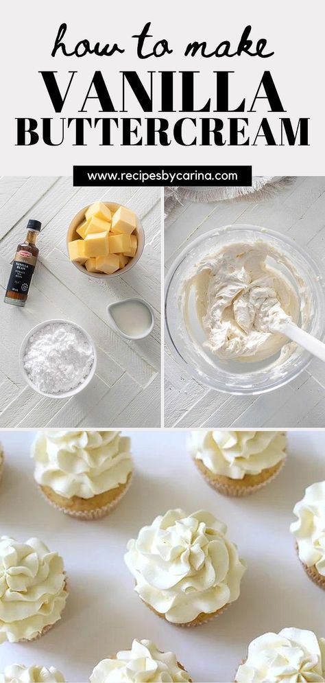 This is the PERFECT Vanilla Buttercream Recipe! It’s super silky and fluffy and a staple for any baker. Give it a go! Best Vanilla Buttercream, Creative Baking Recipes, Fluffy Vanilla Buttercream, Vanilla Buttercream Recipe, Types Of Frosting, Ultimate Chocolate Chip Cookie, Vanilla Buttercream Frosting, Salted Caramel Sauce, Buttercream Recipe