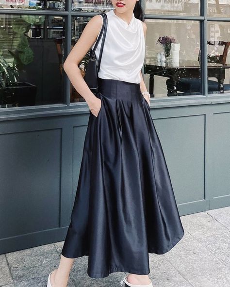 Silk slip skirt outfit