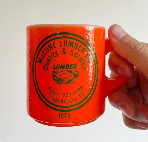 Diner Mug, Lumber Yard, Vintage Diner, Orange Coffee, Coffee Shop Aesthetic, Beer Packaging, Vintage Orange, Barn Style, Cool Rooms