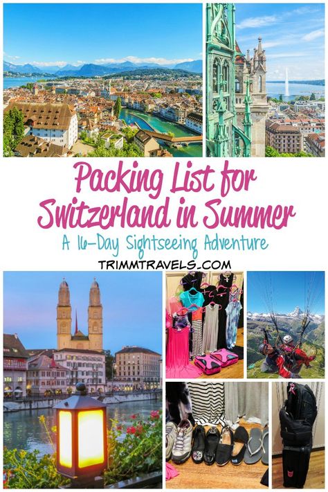 Switzerland in the summer. Hot? Cold? Both? What to take? Yikes!! Packing. It's the worst part of any trip in my opinion. Check out my packing list for Switzerland in summer. If you are heading there this time of year, this list will hopefully make for a less-stressful packing process! #packinglist #packingtips #packing #tips #switzerland #summer #travel Packing List Winter, Switzerland In Summer, Winter Vacation Packing List, Packing List Kids, Switzerland Summer, Packing For A Cruise, Summer Hot, Switzerland Travel, Packing List For Travel