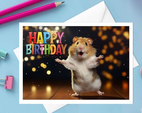 Birthday Party Card | Happy Birthday card | Birthday Parade card | Hammy birthday card | Hamster card | Card for Child |  funny Hamster by CardsFromHeartsUK on Etsy Funny Hamster, Birthday Party Card, Funny Hamsters, Personalised Cards, Card Happy Birthday, Embossed Paper, Linen Paper, Happy Birthday Card, Card Birthday