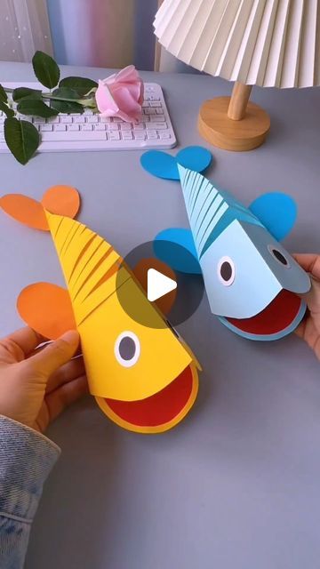 Moving Fish Craft, Craft Ideas From Paper, Make Fish Crafts, Koi Fish Paper Craft, Only Paper Crafts, Paper Monster Crafts For Kids, Paper Activity For Preschool, Fish From Paper, Easy Paper Fish Craft