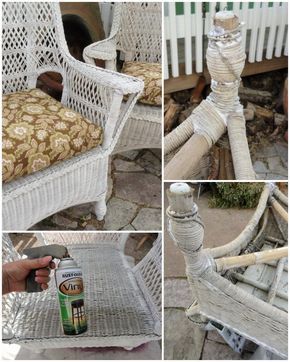 repairing my old wicker chairs Wicker Chair Makeover, Old Wicker Chairs, Wicker Furniture Repair, Indoor Wicker Furniture, Wicker Texture, Clear Dining Chairs, Painting Wicker Furniture, Wicker Rocker, White Wicker Furniture