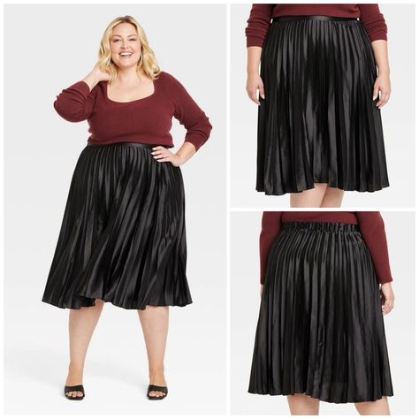 Ava & Viv Pleated Satin Midi A-Line Skirt Size 3x Color Black Retail $32 Create A Chic Look For A Picnic In The Park Or A Casual Date Night In This Pleated Satin Midi A-Line Skirt From Ava & Viv. The Mid-Rise A-Line Satin Skirt Is Crafted From Lightweight Fabric To Help You Move Through Your Day In Comfort, While The Back Elastic Helps Provide A Snug Fit. Pair This Skirt With A Range Of Tops And Your Favorite Footwear To Complete Your Look. Pleated A-Line Midi Skirt Lightweight Satin Fabric Back Curvy Skirt, Zebra Print Skirt, Full Midi Skirt, Midi Wrap Skirt, Casual Date Night, Date Night In, Printed Pleated Skirt, Aline Skirt, Classy Dress Outfits