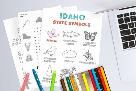 Explore Idaho, Idaho Vacation, Visit Idaho, American Heritage Girls, State Symbols, Unique Vacations, Word Searches, Homeschool Lesson, Crossword Puzzles