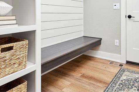 Built In Floating Bench, Mudroom Plans, Floating Media Shelf, Laundry Room Dimensions, Floating Shelf Plans, Floating Bench, Wall Floating Shelves, Shelf Plans, Modern Floating Nightstand