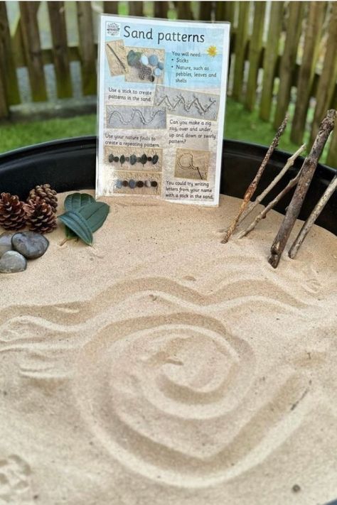 Sand remains one of the best sensory activities for little hands to feel, and we love this sand patterns tuff tray idea.

Fill the tuff tray with plenty of stand and add sticks and nature items such as pebbles, leaves, shells and pine cones. Get your little one to make patterns in the sand with the twigs, or get them to spell out letters or numbers for an educational twist. Nature Tuff Tray, Sand Tray Ideas, Summer Tuff Tray, Summer Tuff Tray Ideas, Sand Tray Ideas Eyfs, Sand Play Ideas, Sand Ideas, Tuff Tray Ideas, Sand Writing