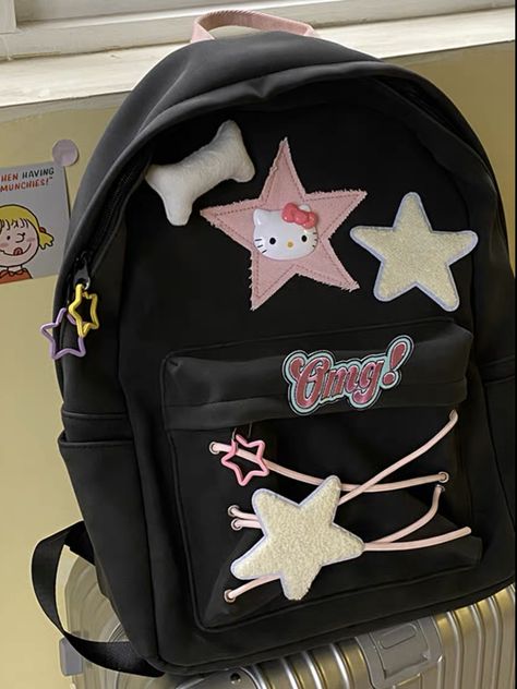 hello kitty alt stargirl Hello Kitty School Bag, Mochila Grunge, Gothic Backpacks, Hello Kitty School, Stylish School Bags, Hello Kitty Clothes, Hello Kitty Bag, Backpack Decoration, Image Swag