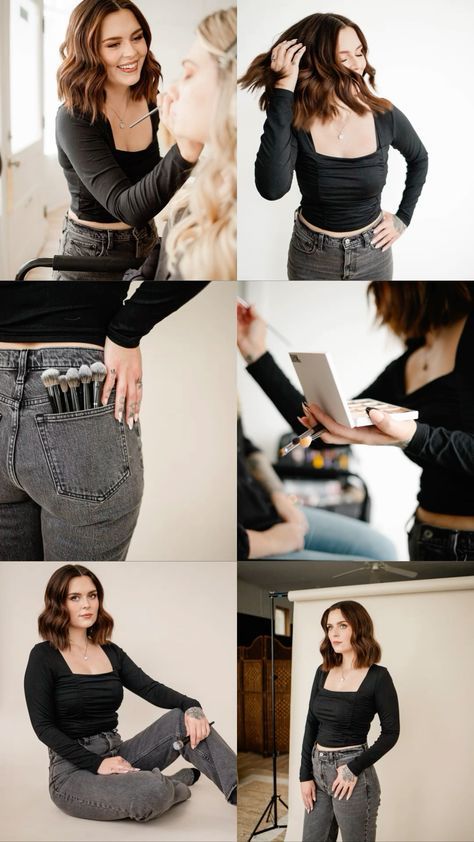 Makeup Artist Attire, Makeup Artists Photoshoot, Make Up Artist Branding Photos, Branding Photoshoot Makeup Artist, Makeup Artist Outfits, Makeup Artist Branding Shoot, Makeup Artist Outfit Ideas, Make Up Artist Photoshoot, Makeup Artist Branding Photoshoot