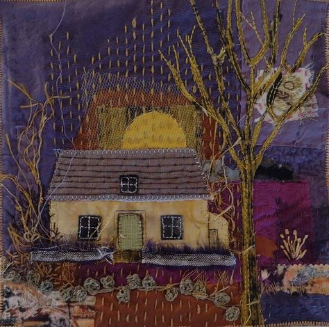 Colchas Quilting, House Quilt Patterns, Patchwork Quilting Designs, Textiles Sketchbook, Landscape Art Quilts, Wool Applique Patterns, Landscape Quilt, Textile Art Embroidery, Japanese Quilts