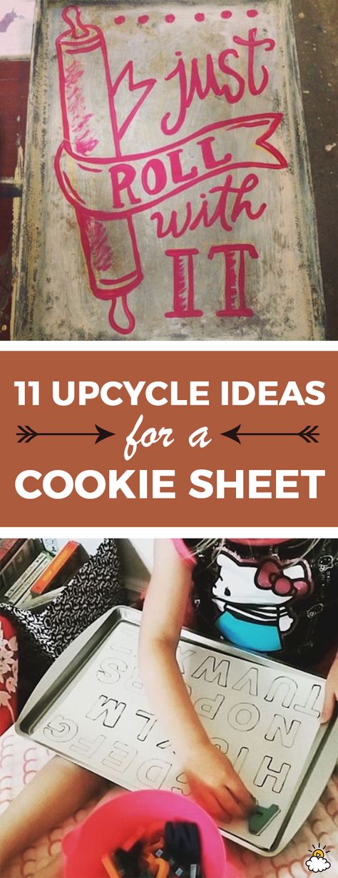 11 Fun And Creative Ways To Reuse Old Cookie Sheets Repurposed Cookie Sheet, Cookie Sheet Crafts, Command Centers, Cookie Sheets, Paint Cookies, Dollar Tree Diy Crafts, Repurposed Items, Upcycle Recycle, Magnetic Board