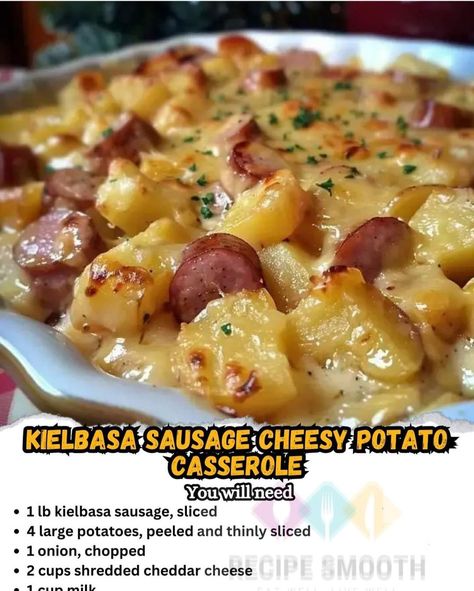 Family Cooking Recipes, Quick Soup Recipes, Cheesy Potato Casserole, Oktoberfest Food, Kielbasa Sausage, Cheesy Potato, Cheesy Potatoes, Kielbasa, Crock Pot Cooking