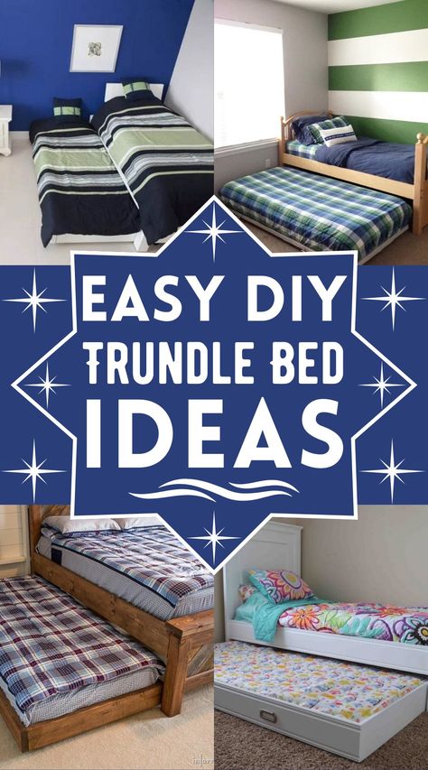 15 DIY Trundle Bed Ideas You Can Make Easily Diy Twin Trundle Bed Frame, Diy Pull Out Bed, Trundle Bed Ideas, Diy Trundle Bed, Trundle Beds Diy, Diy Trundle, Headboard Ideas Diy, Wall Bed Diy, Diy Twin Bed Frame