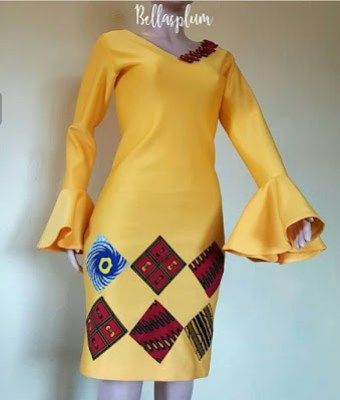 Plain And Pattern Short Gown Styles, Plain And Pattern Styles For Ladies Gown, Plain And Pattern Gown Styles, Plain And Pattern Styles For Ladies, Plain And Pattern Styles, Ladies Office Wear, Plain And Pattern, Ankara Dress Designs, Funny Status