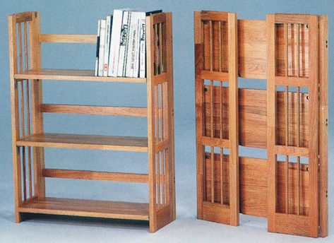 Folding Bookshelf. Read about types of bookshelves in our article http://finoak.com/articles/bookshelves-bookcases-designs Collapsible Shelves, Bookcase Plans, Foldable Furniture, Craft Booth Displays, Furniture Details Design, Bookcase Design, Flat Pack Furniture, Bookshelf Design, Folding Furniture