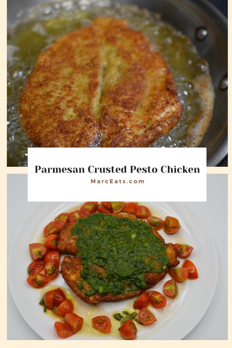 Crispy Parmesan Chicken with Basil Pesto. A juicy chicken breast coated with a parmesan breadcrumb and served with basil pesto. A spin on our classic milanese, this crispy chicken pairs beautifully with a fresh pesto. The parmesan in the crust keeps in crispy while adding another layer of seasoning. Crispy Parmesan Chicken, Chicken With Basil, Juicy Chicken Breast, Spring Recipe, Basil Chicken, Weekday Meals, Parmesan Chicken, Pasta Dough, Parmesan Crusted