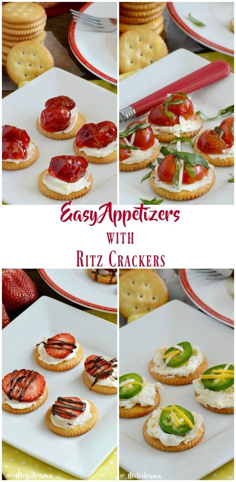 Crackers And Cream Cheese, Easy Cold Finger Foods, Quick And Easy Snacks, Salad Bites, Cold Appetizers Easy, Summer Appetizer Recipes, Crackers Appetizers, Ritz Cracker Recipes, Cold Finger Foods