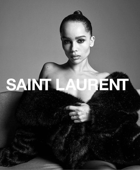 Saint Laurent Fall 2022, Zoe Isabella Kravitz, Ysl Beauty, Zoe Kravitz, Anthony Vaccarello, Black N White Images, Fashion Advertising, Fall 2022, Hailey Bieber