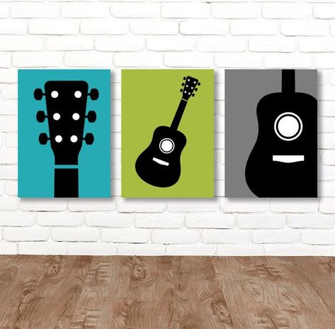 image 0 Guitar Nursery, Boy Guitar, Music Themed Bedroom, Musical Wall Art, Guitar Bedroom, Music Bedroom, Rock And Roll Music, Guitar Wall Art, Wall Art Music