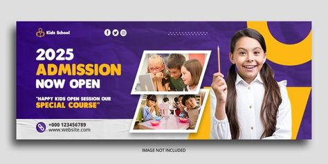 School Facebook Cover, Colorful Business Card Design, Education Banner, Kids Web, Poster Template Design, Facebook Cover Design, Business Poster, Facebook Cover Template, Header Design