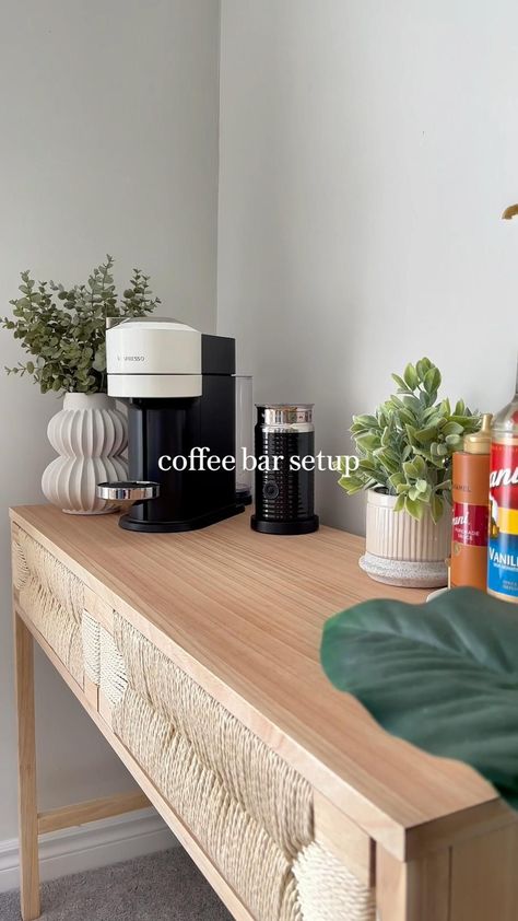 Bar Setup Home, Nespresso Coffee Bar Ideas, Nespresso Coffee Bar, Living Room Bar Ideas, Coffee Station At Home, Coffee Bar Setup, At Home Coffee Bar, Coffee Bar Inspiration, Home Coffee Bar Ideas