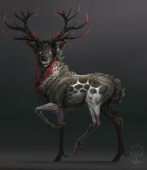 Reindeer for scary Christmas encounter Creature Fantasy, Mythical Animal, Fantasy Beasts, Monster Concept Art, Fantasy Creatures Art, Fantasy Monster, A Deer, Mythical Creatures Art, Mythological Creatures