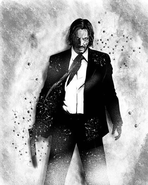 John Wick - #keanureevers #johnwick #movie #poster #art #actor #weapon #shooter #assasin #vengeful John Wick Drawing, John Wick Movie, Keanu Reeves John Wick, Movie Artwork, Black And White Photo Wall, Scene Drawing, Keanu Charles Reeves, The Boogeyman, Black Cartoon Characters