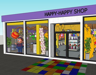 Balloons Shop Interior, Balloon Shop Interior, Shops Designs, Happy Balloons, Balloon Shop, Spanish Architecture, Design Landscape, 3d Modelling, Shop Interior Design