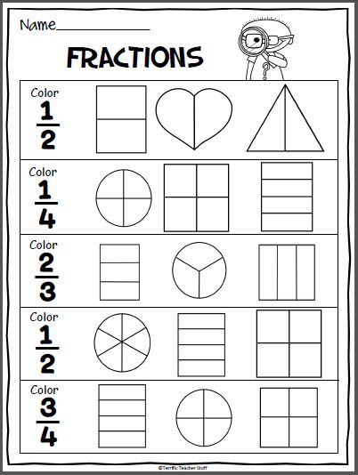 Math Fractions Worksheets, Identifying Fractions, Fraction Practice, Dividing Fractions, First Grade Worksheets, 2nd Grade Math Worksheets, 1st Grade Math Worksheets, 2nd Grade Worksheets, Fractions Worksheets