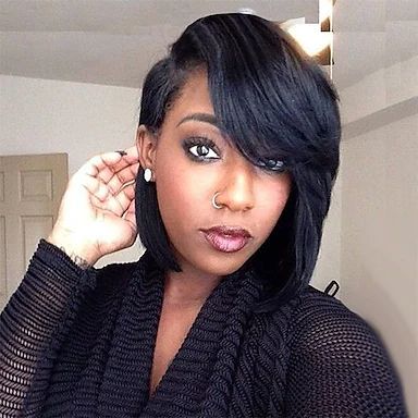 Hair Goal, Cut Life, Corte Bob, African American Wigs, Side Bangs, Bob Hair, Penteado Cabelo Curto, Real Hair, 짧은 머리