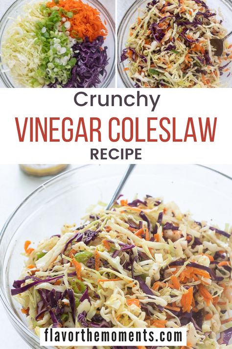 Vinegar Coleslaw Recipe, Vinegar Based Coleslaw Recipe, Tangy Coleslaw, Healthy Coleslaw Recipes, Vinegar Coleslaw, Healthy Coleslaw, Cabbage Carrot, Coleslaw Recipe Easy, Carrot Slaw