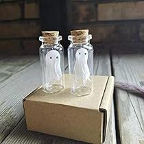 Ghost In A Bottle, Pet Ghost, Ghost Gifts, Decorative Bottles, Garden Figurines, Glass Bottles With Corks, Glass Milk Bottles, Halloween Miniatures, Little Ghost