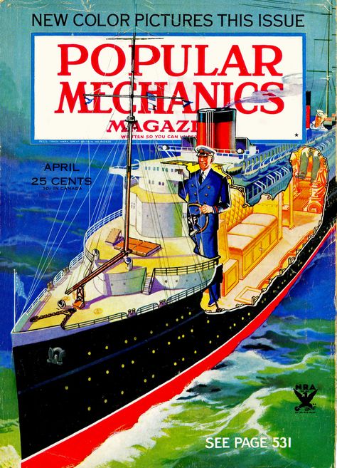 Popular Mechanics, 1934 #graphicdesign #vintage #popculture #magazine #cover #popularmechanics Popular Mechanics Projects, Vintage Popular Mechanics, Popular Mechanics Diy, Popular Science Magazine, Delta One, Popular Mechanics Magazine, Mad Movies, Mechanical Workshop, Small Cafe Design