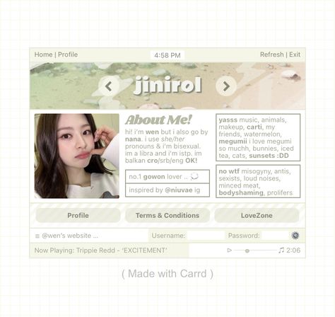 Carrd Inspo Template Simple, Carrd.co Theme, Carrd Inspo Simple, Carrd Templates, Idea Template, Kpop Theme, Rentry Inspo, Card Inspo, Carrd Inspo