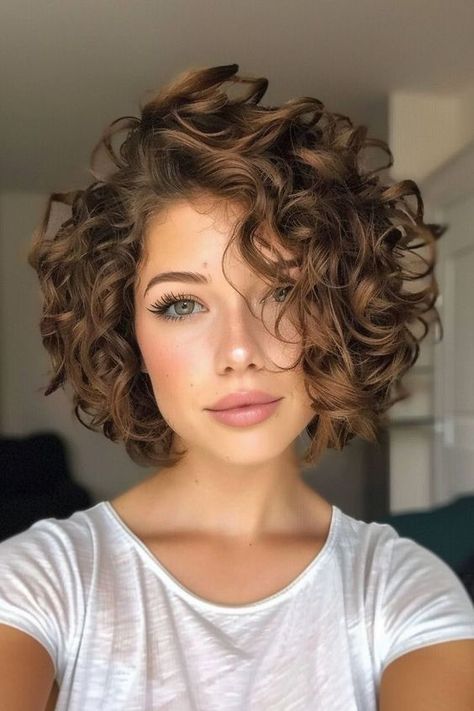 Curly Bob Haircuts: Fabulous Concepts for Flirty, Full-Curled Kinds- #bob #Curly #Fabulous #Flirty #FullCurled #Haircuts #Ideas #styles Check more at https://howcandothis.com/hairstyleideas/curly-bob-haircuts-fabulous-concepts-for-flirty-full-curled-kinds/ Curly Shag Bob Hairstyles, Curly Short Hair Color, Short Curly Bob Hairstyles Over 50, 90s Curly Bob, Short 3a Hairstyles, Bob Haircuts Curly Hair, Curly Short Bobs, Stacked Curly Bob, Curly Short Bob Hairstyles