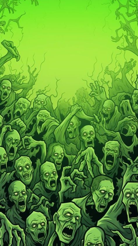 Funny Spooky Wallpaper, Halloween Back Drop For Pictures, Green Horror Wallpaper, Zombie Wallpaper Horror, Zombie Wallpaper Aesthetic, Zombie Aesthetic Wallpaper, Haloween Wallpers Phone, Zombie Wallpaper Iphone, Green Halloween Wallpaper