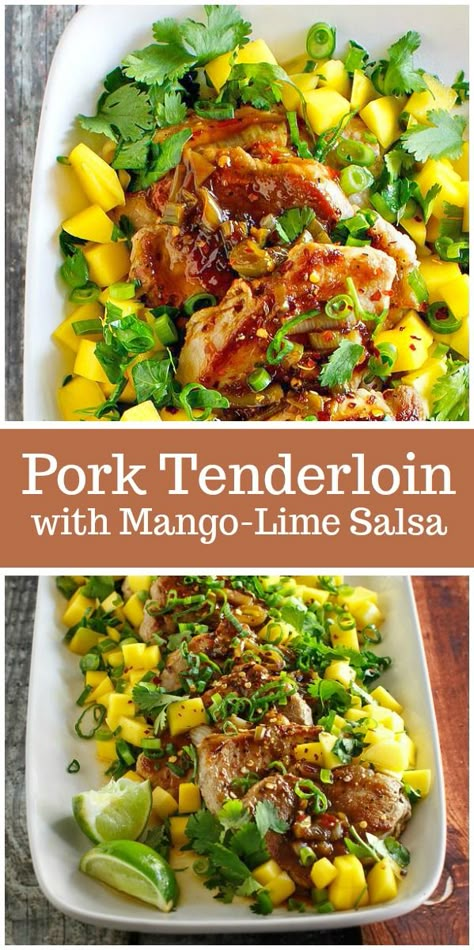 Tenderloin Recipes Pork, Recipes Pork Tenderloin, Barbecue Pork Ribs, Recipes Pork, Salsa Ingredients, Tenderloin Recipes, Mango Recipes, Pork Tenderloin Recipes, Stuffed Pork Tenderloin