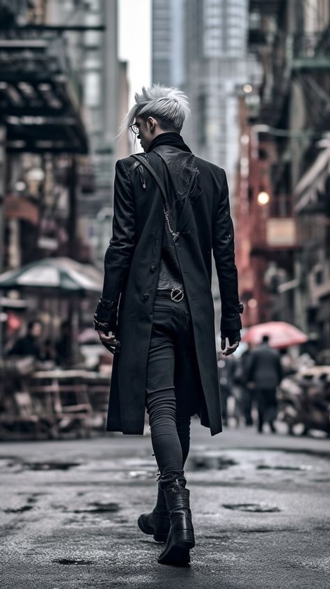 Goth man created with AI by Amanda Church Goth Punk Outfits Men, Male Gothic Outfits, Gothic Male Fashion, Male Goth, Goth Punk Outfits, Goth Attire, Punk Outfits Men, Goth Photoshoot, Punk Fashion Men