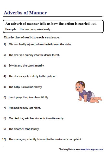 Identifying Adverbs of Manner Adverbs Worksheet Grade 3, Adverb Of Manner Worksheet, Adverbs Worksheet 4th Grade, Adverb Of Manner, Adverbs Of Manner, Singular And Plural Words, Adverbs Worksheet, Creative Writing For Kids, Dependent Clause