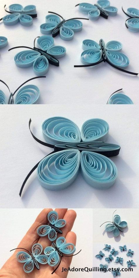 Gift Fillers, Quilling Butterflies, Quilling Patterns Tutorials, Quilling Flowers Tutorial, Quilling Necklace, Quilling Butterfly, Diy Quilling Crafts, Snowflake Paper, Quilling Flower Designs