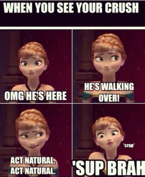 Frozen Memes, Disney Quotes Funny, Crush Humor, Funny Disney Memes, Humor Mexicano, Crush Memes, Funny Disney Jokes, Disney Jokes, Really Funny Joke