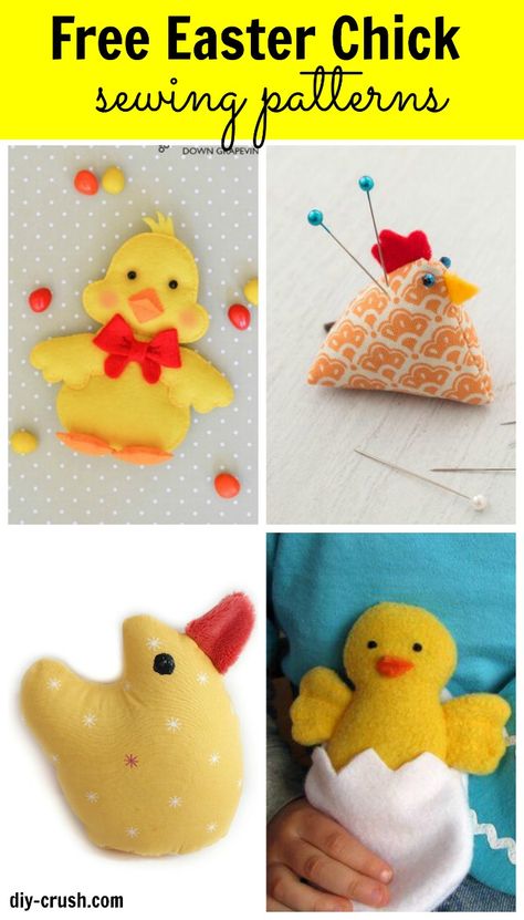 List of free Easter Chick sewing patterns. Check out this round up and pin for reference | DIY Crush Sewing Kit Pattern, Trendy Sewing Projects, Trendy Sewing Patterns, Sewing Machine Embroidery, Sewing Stuffed Animals, Easter Chick, Machine Embroidery Projects, Sewing Projects For Kids, Animal Projects