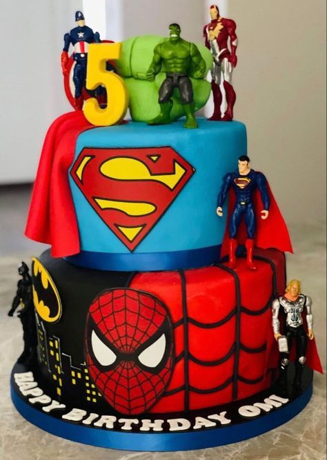 Superhero Theme Birthday Cake, Super Hero Theme Cake, Avenger Cakes For Boys, Superhero Cake For Boys, Avengers Theme, Super Hero Theme, Superhero Cake, Spiderman Cake, Theme Cake