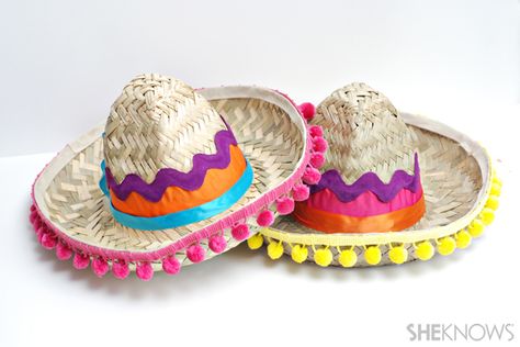 Homemade Pinata, Colorful Crafts, Mexico Party, World Thinking Day, Mexican Hat, Mexican Crafts, Fiesta Birthday, Mexican Party, Bedroom Pillows