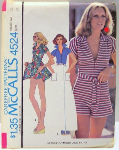 M4524 Vintage Romper Pattern, Mini Skirt Sewing Pattern, Wrap Skirt Sewing Pattern, 70s Sewing, 70s Sewing Patterns, Wrap Skirt Pattern, 70s Patterns, Jumpsuit Pattern Sewing, Vintage Romper