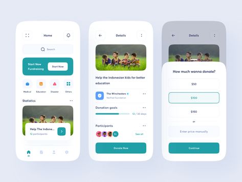 Donation App by Choirul Syafril for Keitoto on Dribbble Fundraising Campaign Design, Volunteer App, Charity App, Quran App, School Donations, Desain Ux, App Ui Ux Design, Ux Design Mobile, Ui Ux App