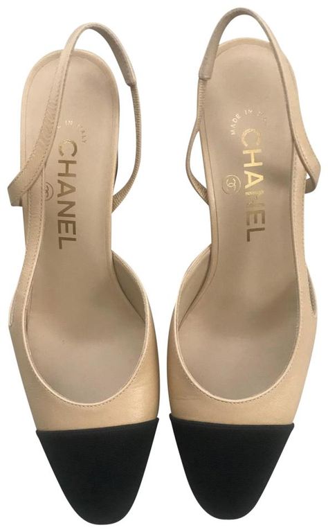 Chanel Pumps, Chanel Slingback, Navy Chanel, Shoes Chanel, Chanel Sandals, Slingback Shoes, Leather Boots Women, Leather High Heels, Slingbacks